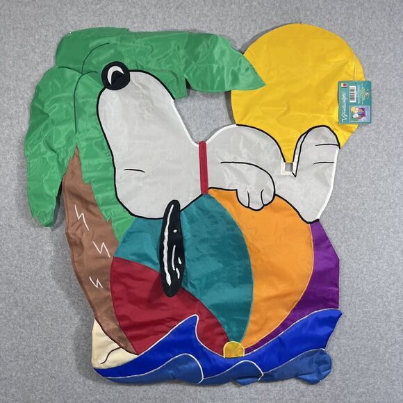 Vintage Snoopy Beach Ball Flag 1998 Windsculpts Large Summer Outdoor Peanuts NEW - Picture 1 of 11